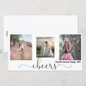 Cheers Script Gelukkig Nieuwjaar Familie Fotocolla Feestdagenkaart (Voorkant / Achterkant)