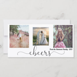 Cheers Script Gelukkig Nieuwjaar Familie Fotocolla Feestdagenkaart