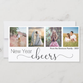 Cheers Script Happy New Year 2021 Photo Collage Feestdagenkaart