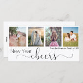 Cheers Script Happy New Year 2021 Photo Collage Feestdagenkaart (Voorkant / Achterkant)