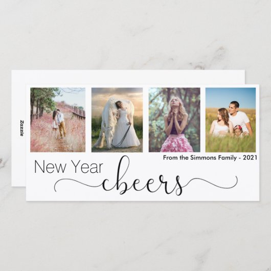 Cheers Script Happy New Year 2021 Photo Collage Feestdagenkaart