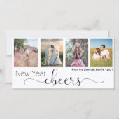 Cheers Script Happy New Year 2021 Photo Collage Feestdagenkaart (Voorkant)