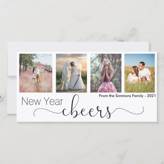 Cheers Script Happy New Year 2021 Photo Collage Feestdagenkaart (Voorkant)