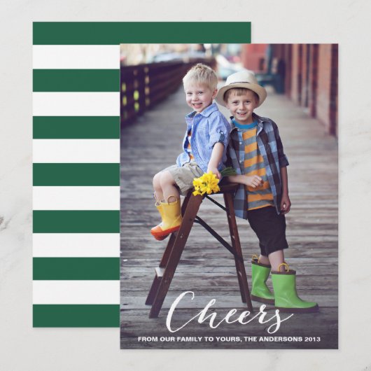 CHEERS SCRIPT | HOLIDAIRE FOTOKAART FEESTDAGENKAART (Voorkant / Achterkant)