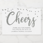 CHEERS SILVER GOLD GLITTER Sparkling Wine Label Wijnetiket (Enkel label)