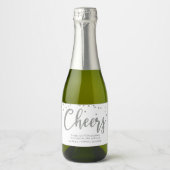 CHEERS SILVER GOLD GLITTER Sparkling Wine Label Wijnetiket (Voorkant)