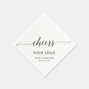 Cheers   Simple Black Business Logo Aangepaste tek Servet