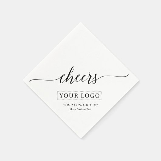 Cheers | Simple Black Business Logo Aangepaste tek Servet (Hoek)