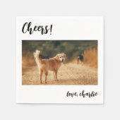 Cheers Simple Cute Dog Foto Modern Wedding Servet (Voorkant)