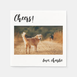 Cheers Simple Cute Dog Foto Modern Wedding Servet