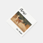 Cheers Simple Cute Dog Foto Modern Wedding Servet (Hoek)