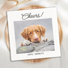 Cheers Simple Photo Cute Fun Dog Pet Wedding Servet
