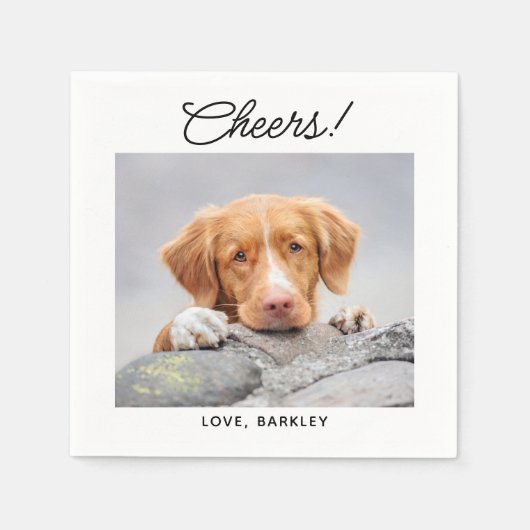 Cheers Simple Photo Cute Fun Dog Pet Wedding Servet (Voorkant)