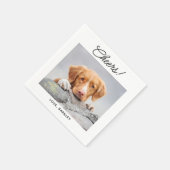 Cheers Simple Photo Cute Fun Dog Pet Wedding Servet (Hoek)