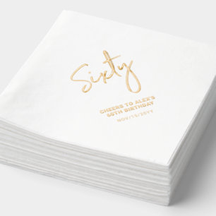 Cheers Sixty   Moderne Volwassen 60e Verjaardagsfe Folie Servetten