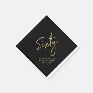 Cheers Sixty Moderne zwarte 60e verjaardagsfeest Servet