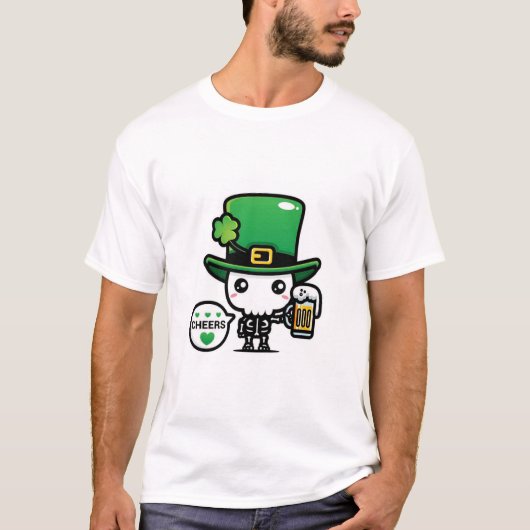 Cheers Skeleton Leprechaun T-shirt (Voorkant)
