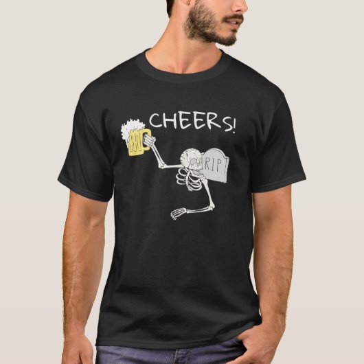 Cheers Skeleton St Patricks Day Octoberfest Beer D T-shirt (Voorkant)