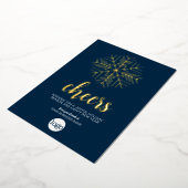 Cheers Snowflake Business Greeting Navy Blue Folie Feestdagenkaart (Gedraaid)