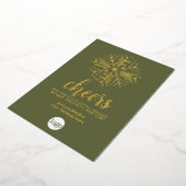 Cheers Snowflake Zakelijke Groet - Groen Goud Folie Feestdagenkaart (Gedraaid)