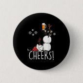 Cheers Snowman Beer en Wine Kerstmis Ronde Button 5,7 Cm (Voorkant)