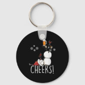 Cheers Snowman Beer en Wine Kerstmis Sleutelhanger (Voorkant)