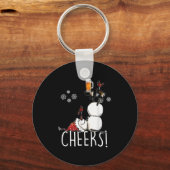 Cheers Snowman Beer en Wine Kerstmis Sleutelhanger (Voorkant)