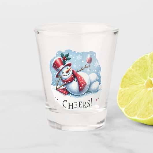 Cheers Snowman Drink wijn Shot Glas (Voorkant)