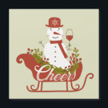 Cheers Snowman met wijn en kerstmannet<br><div class="desc">kerstsnowman met Wine Magnet Card</div>