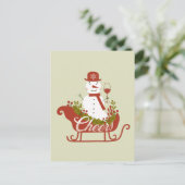 Cheers Snowman met wijn en kerstmis Briefkaart (Staand voorkant)