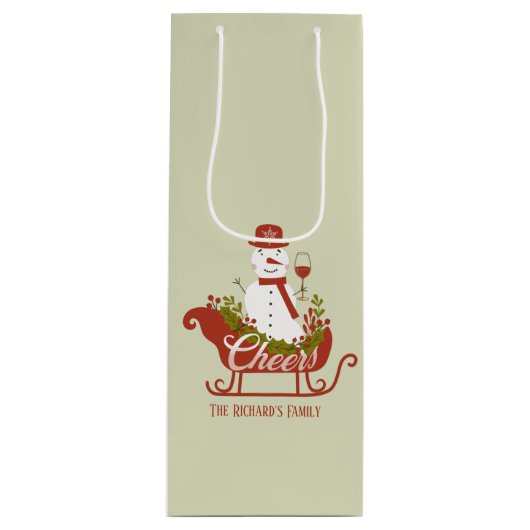 Cheers Snowman met wijn en kerstmis Wijn Cadeautas (Voorkant)