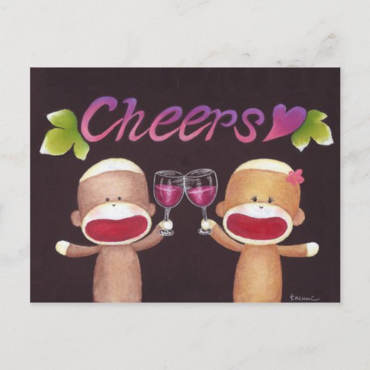 Cheers Sock Monkeys Briefkaart (Voorkant)