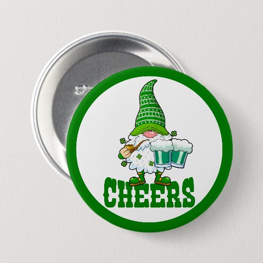 Cheers St. Patrick's Day Leprechaun Button (Voorkant /achterkant)
