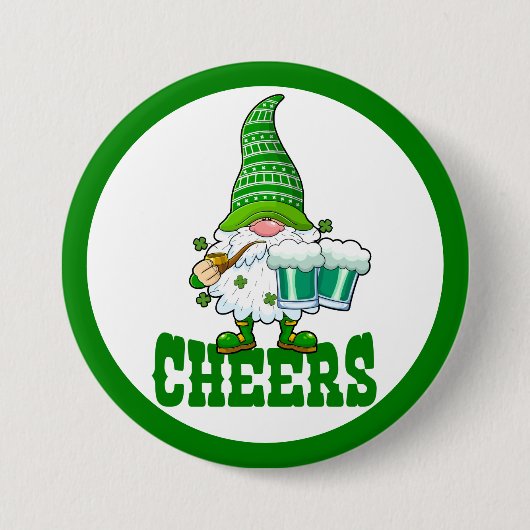 Cheers St. Patrick's Day Leprechaun Button (Voorkant)