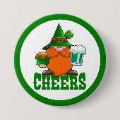 Cheers St. Patrick's Day Leprechaun Ronde Button 7,6 Cm (Voorkant)