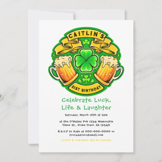 Cheers St Patricks Day Shamrock 21e verjaardag Kaart (Voorkant)