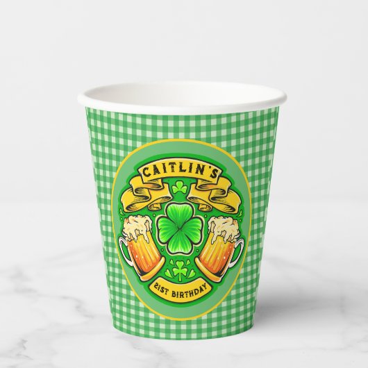 Cheers St Patricks Day Shamrock 21e verjaardag Papieren Bekers (Voorkant)