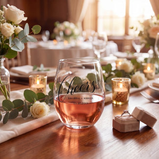  cheers stemless wine glass simple typography wijnglas zonder voet