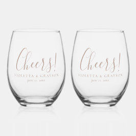 Cheers! Stijlvolle typografie bruiloft Wijnglas Zonder Voet