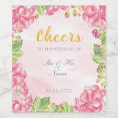 Cheers Summer Flowers Wedding Wijn Etiket (Enkel label)