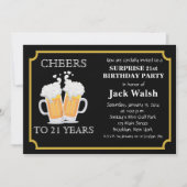 Cheers Surprise 21st Birthday Party Kaart (Voorkant)