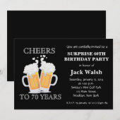 Cheers Surprise 70ste verjaardag uitnodigingen (Voorkant / Achterkant)