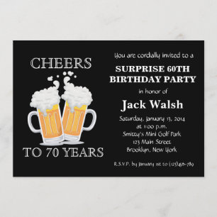 Cheers Surprise 70ste verjaardag uitnodigingen
