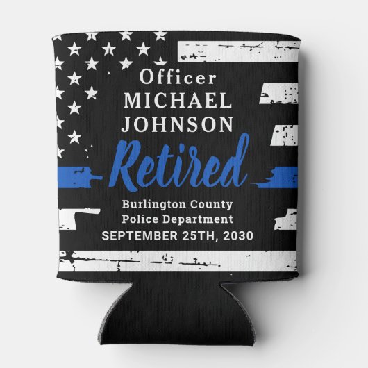 Cheers Thin Blue Line Flag Police Retirement Blikjeskoeler (Achterkant)