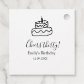 Cheers thirty birthday cake black scribble hand bedankjes labels (Achterkant)