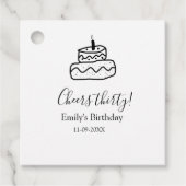 Cheers thirty birthday cake black scribble hand bedankjes labels (Voorkant)