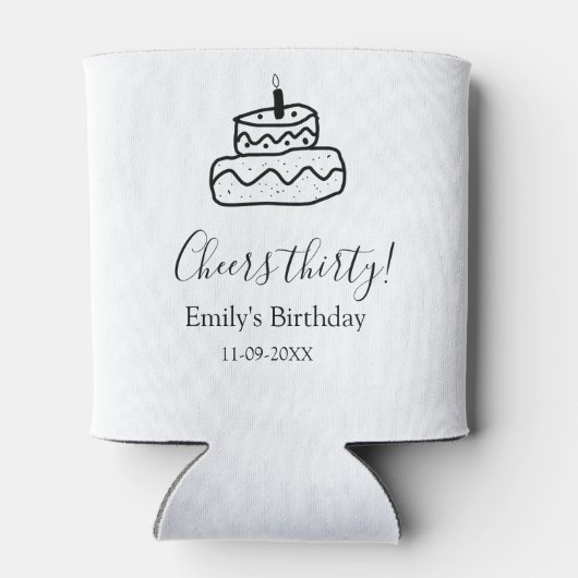 Cheers thirty birthday cake black scribble hand blikjeskoeler (Achterkant)