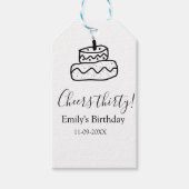 Cheers thirty birthday cake black scribble hand cadeaulabel (Voorkant)