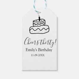 Cheers thirty birthday cake black scribble hand cadeaulabel
