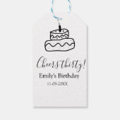 Cheers thirty birthday cake black scribble hand cadeaulabel (Achterkant)
